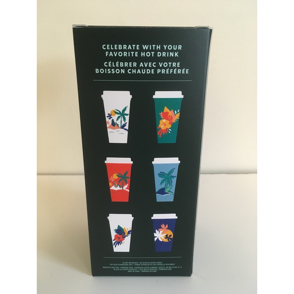 NIB Starbucks Reusable Tropical Theme Hot Cup Set - Picture 3 of 4